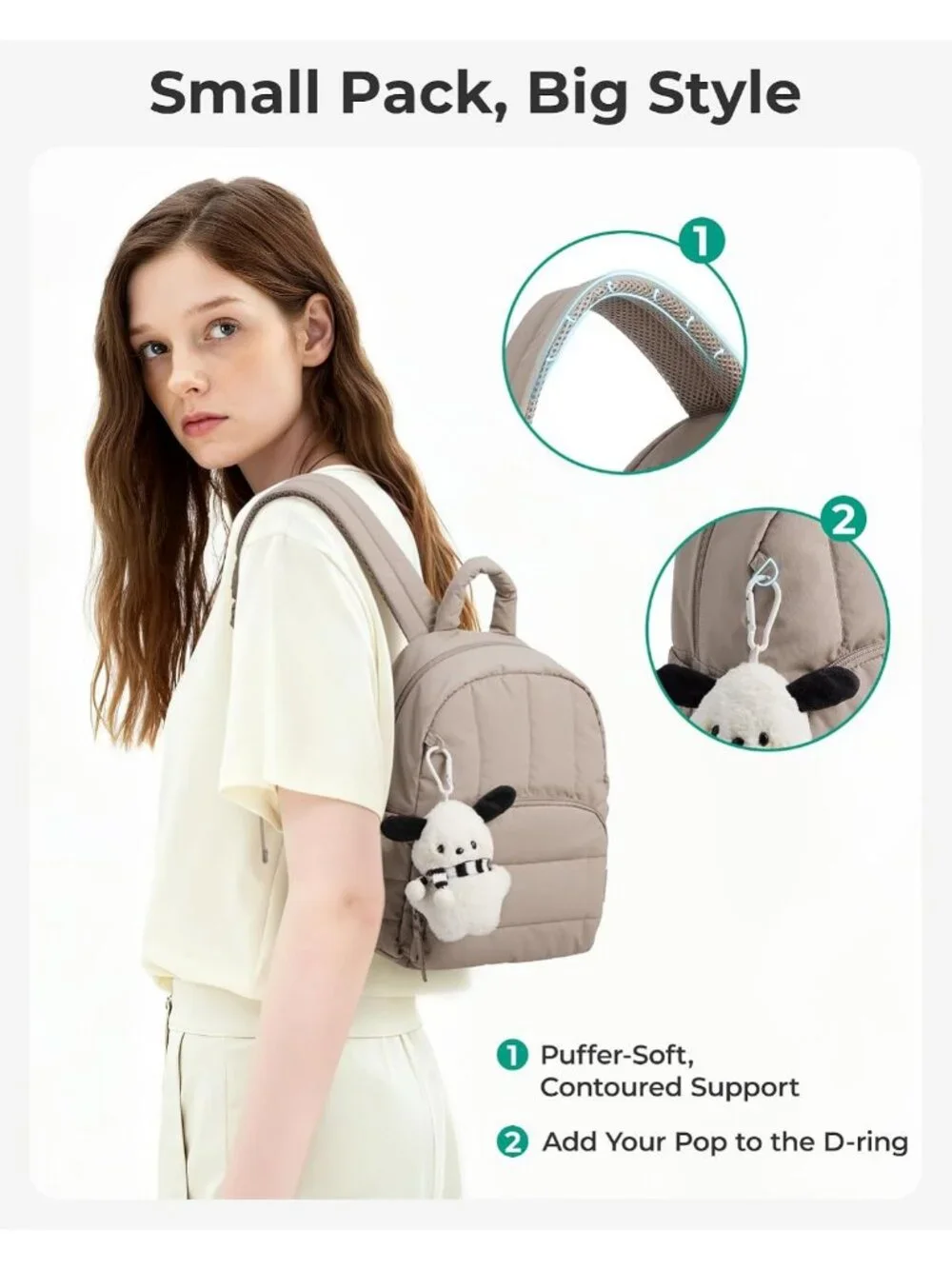 Lightweight Quilted Mini Backpack Purse, Water-Resistant Casual Daypack for